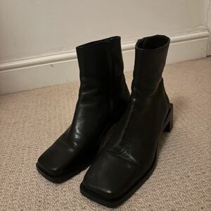 Zara Black Leather Ankle Booties